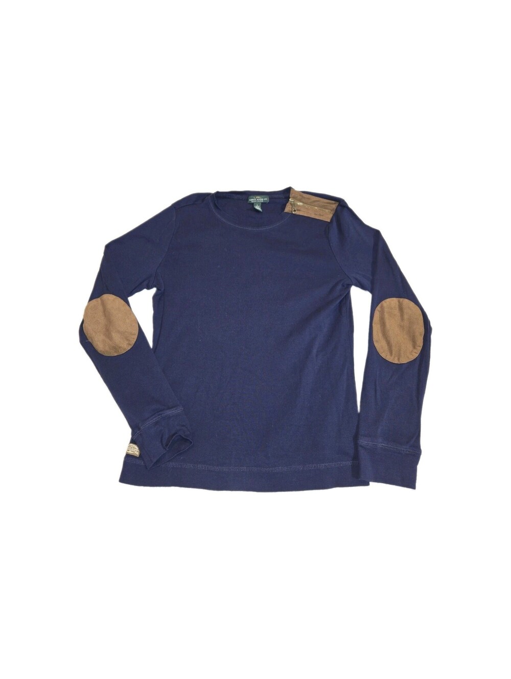lauren ralph lauren jean co Sz L Long Sleeve 1/4 Zip Top Suede Elbow Patches ...